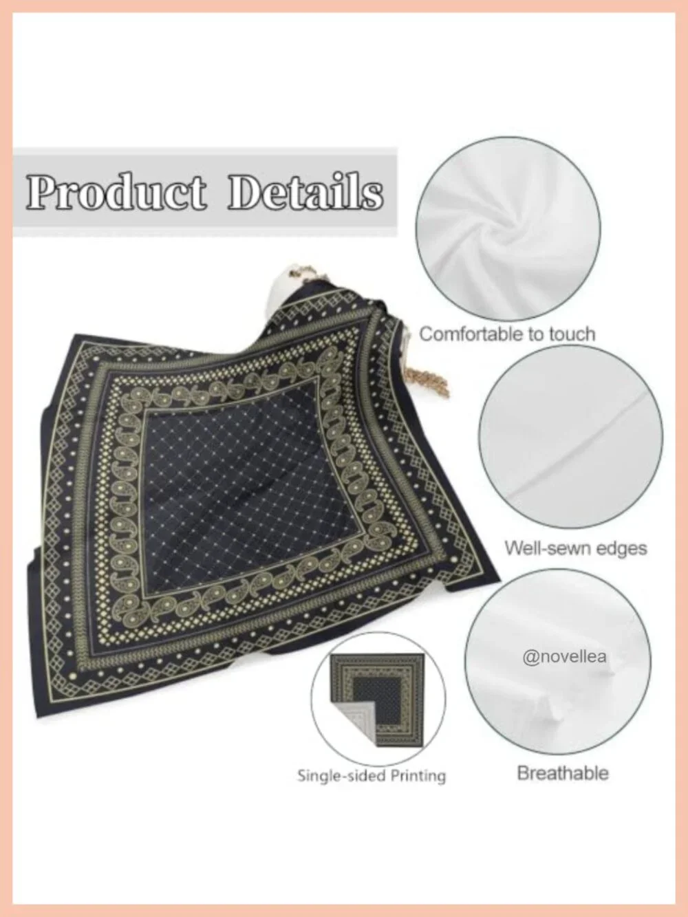 Vintage Square Scarf for Men Satin Bandana 25 Inch Retro Neckerchief Fashion